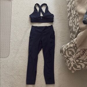 Navy Sports Bra and Leggings Set
